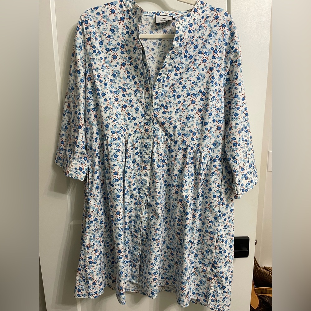 Tuckernuck Royal Shirt Dress - red, white blue floral